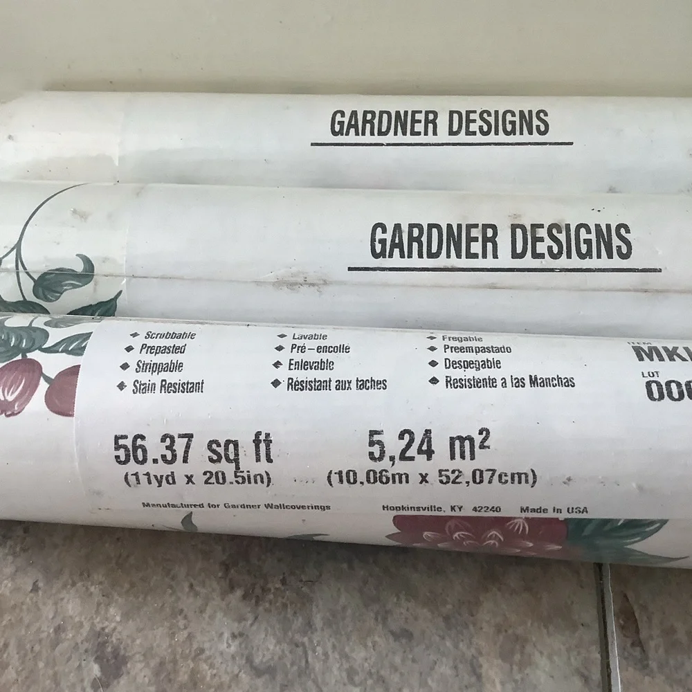 Vintage Gardner Designs Green Red Floral Vine Fruit Unopened New